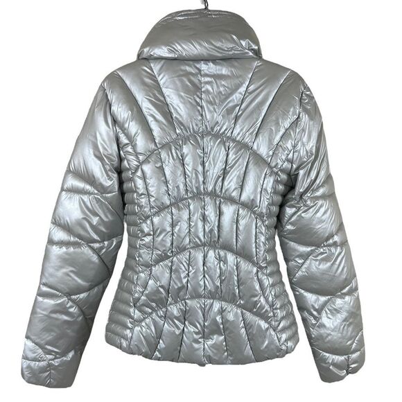 GUESS quilted pearlescent silver puffer jacket - Picture 14 of 16
